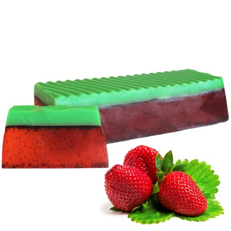 PASTILLA JABÓN GLICERINA FRESA - ARTESANO - HECHO A MANO - 100gr