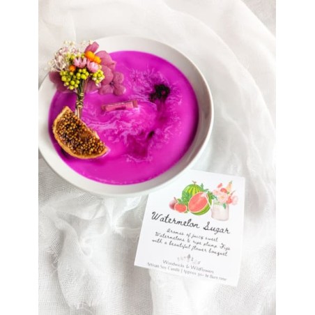 VELA ARTESANA WATERMELON CANDLEE - SANDÍA - WOODWICKS & WILDFLOWERS - HECHO A MANO EN AUSTRALIA