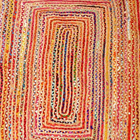 ALFOMBRA DE YUTE ESHA RUNNER COLORIDA - 120x180cm - ALGODÓN Y YUTE - HECHO A MANO EN INDIA
