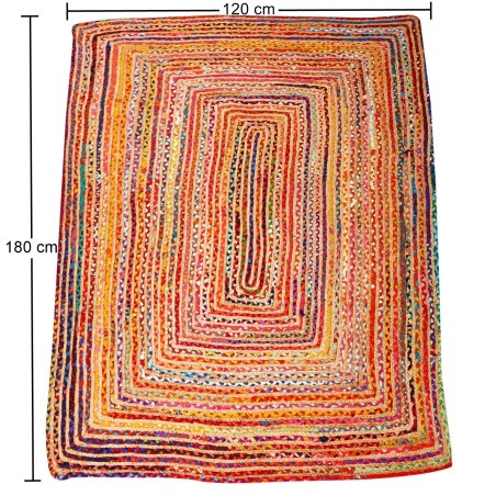 ALFOMBRA DE YUTE ESHA RUNNER COLORIDA - 120x180cm - ALGODÓN Y YUTE - HECHO A MANO EN INDIA