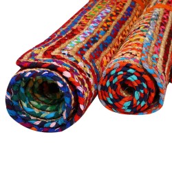 ALFOMBRA DE YUTE ESHA RUNNER COLORIDA - 120x180cm - ALGODÓN Y YUTE - HECHO A MANO EN INDIA