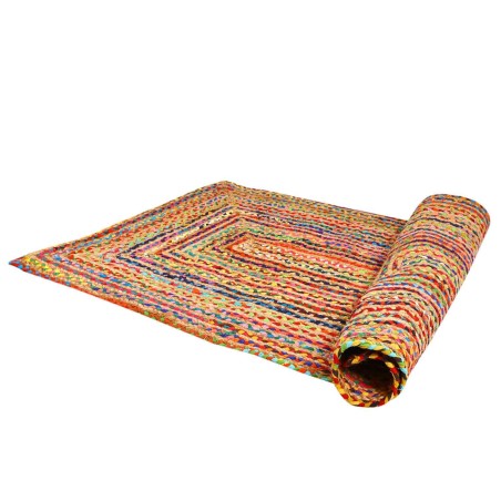 ALFOMBRA DE YUTE ESHA RUNNER COLORIDA - 80x150cm - ALGODÓN Y YUTE - HECHO A MANO EN INDIA