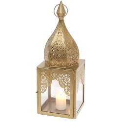 PORTAVELAS ORIENTAL MODENA ORO M - 45x15x15cm - FAROL ESTILO MARROQUÍ