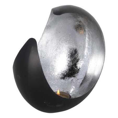 PORTAVELAS FAROL ORIENTAL HILAL RAVI PLATA - 20x13x20cm - ESTILO MARROQUÍ - LAMPARA VIENTO