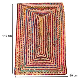 ALFOMBRA DE YUTE ESHA RUNNER COLORIDA - 60x110cm - ALGODÓN Y YUTE - HECHO A MANO EN INDIA