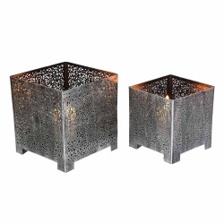FAROL ORIENTAL FEZ - JUEGO DE 2 PORTAVELAS - 14x13x13cm - ESTILO MARROQUÍ