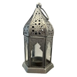 FAROL ORIENTAL VIDRE - PLATA - 16x8x8cm - ESTIL...