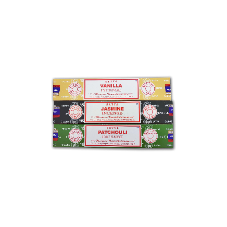Aromatisches Räucherstäbchenpaket x 3 Satya Räucherstäbchen Vanille + Jasmin + Patchouli | Natürliche Räucher-Aromatherapie | 3