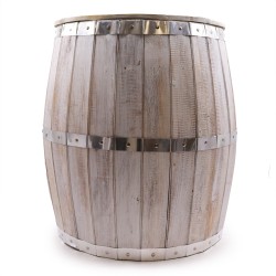 Bierfasstisch - weiß getüncht - Albasia Holz -...