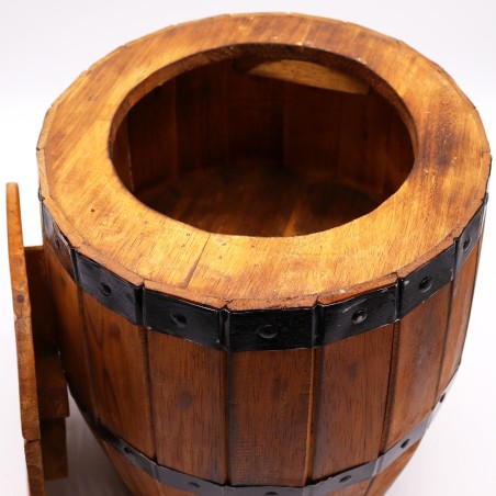 Taburete Barril de Cerveza - Natural - Madera de Albasia - 38x32cm