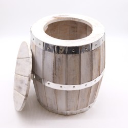 Taburete Barril de Cerveza - Encalada - Madera de Albasia - 38x32cm