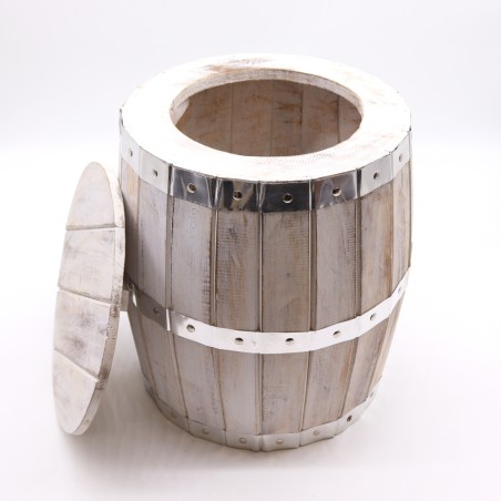 Taburete Barril de Cerveza - Encalada - Madera de Albasia - 38x32cm