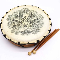Tambor Chamánico Hamsa con dos baquetas - 30cm