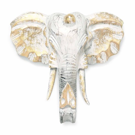Testa di elefante grande - Oro e bianco - Prodotto in Indonesia