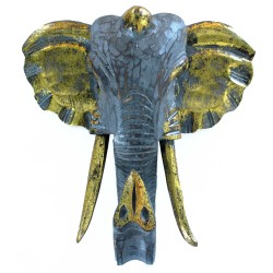 Large Elephant Head - Gold and Grey - Made in...