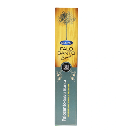 Incienso Palo Santo y Salvia Blanca Ullas Palo Santo Series Premium Masala Incense India - 1 cajetilla de 15gr.