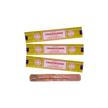 Lot 3x SATYA Frankincense - Incense + 1 mango wood incense holder