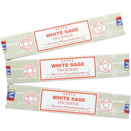 Lote 3x Incienso Satya White Sage - Salvia Blanca - 3 cajetillas de 15gr.