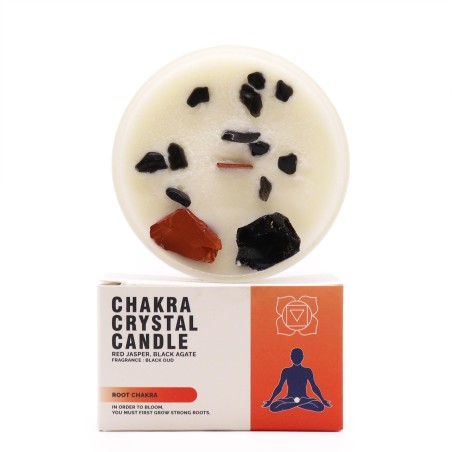 Velas de Cristal de Chakra - Chakra de la Raíz - Cera de Soja - 10x6cm - 23h de combustión