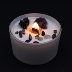 Velas de Cristal de Chakra - Chakra del Plexo Solar - Cera de Soja - 10x6cm - 23h de combustión