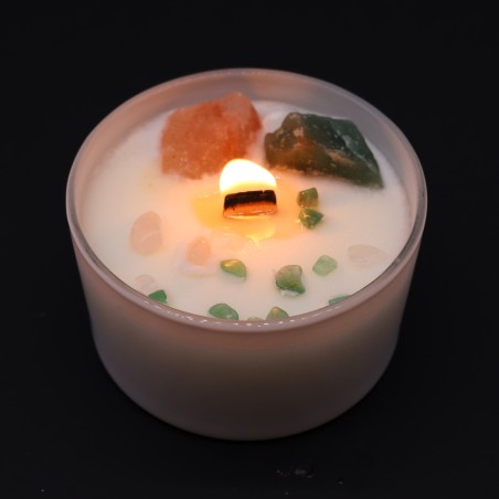 Velas de Cristal de Chakra - Chakra del Corazón - Cera de Soja - 10x6cm - 23h de combustión