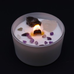 Velas de Cristal de Chakra - Chakra de la Corona - Cera de Soja - 10x6cm - 23h de combustión