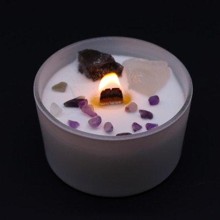 Velas de Cristal de Chakra - Chakra de la Corona - Cera de Soja - 10x6cm - 23h de combustión