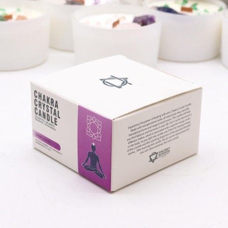 Velas de Cristal de Chakra - Chakra de la Corona - Cera de Soja - 10x6cm - 23h de combustión