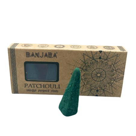 Conos Incienso de Piramide Banjara Smudge - Pachuli - Hecho a Mano - Orgánico - Hecho en India