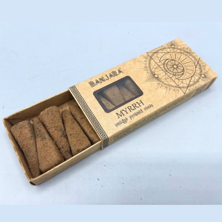 Conos Incienso de Piramide Banjara Smudge - Mirra - Hecho a Mano - Orgánico - Hecho en India