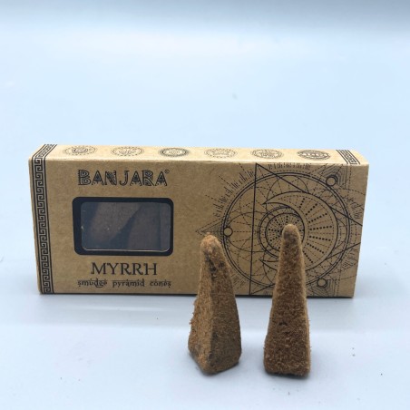 Conos Incienso de Piramide Banjara Smudge - Mirra - Hecho a Mano - Orgánico - Hecho en India
