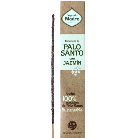 Incenso Palo Santo com Mãe Sagrada Jasmim - Sahumerio 8 paus grossos