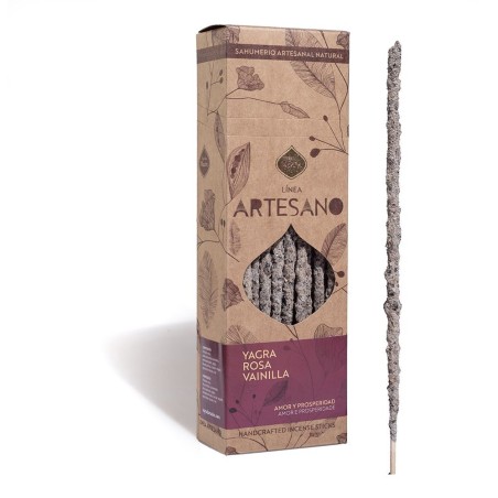 Incienso Artesano Yagra, Rosas y Vainilla - Precio por barrita - Sagrada Madre - Sahumerio Premium - Amor y Prosperidad