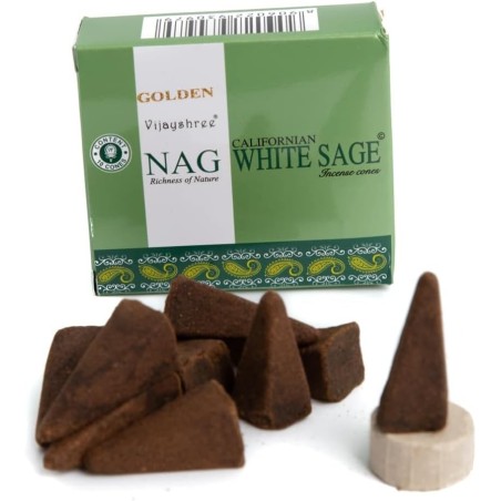 GOLDEN NAG Cônes d’Encens Sauge Blanche - Sauge Blanche - Boîte de 10 cônes