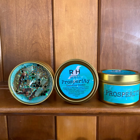 Vela de Cera de Soja artesanal | Prosperidad | Prosperity | Con Cristales | Raven's Hearth | Made in California, USA | 4,8oz