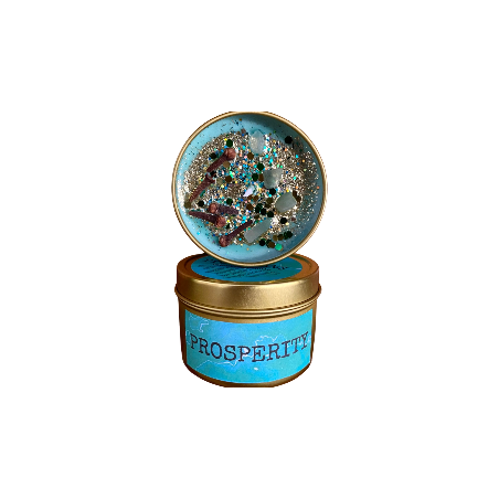 Vela de Cera de Soja artesanal | Prosperidad | Prosperity | Con Cristales | Raven's Hearth | Made in California, USA | 4,8oz