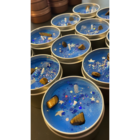Handmade Soy Wax Candle | Mercury Retrograde | Mercury| With Crystals | Raven's Hearth | Made in California, USA | 4.8oz