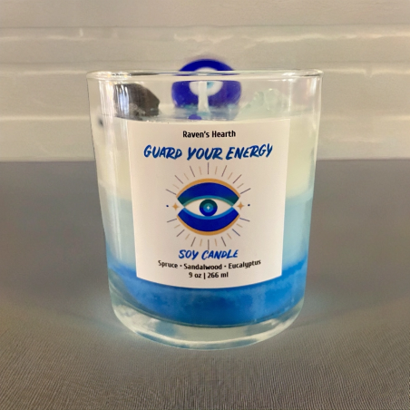 Vela de Cera de Soja artesanal | Protección| Evil Eye |Ojo Turco y Mano de Fátima| Raven's Hearth | Made in California, USA