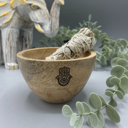 Bol de lemn pentru ofrande si ritualuri - Hamsa...