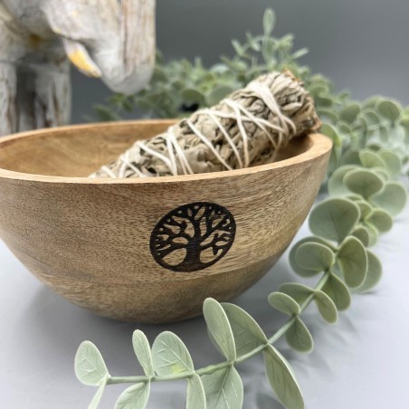 Bol en bois pour offrandes et rituels - Arbre de Vie - 13x7cm