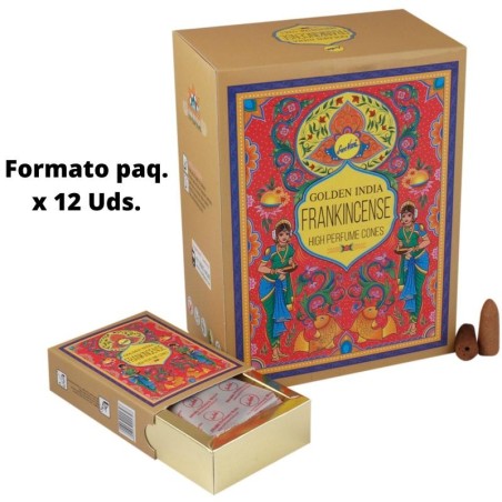 Conos Incienso Reflujo Frankincense - Golden India - Paquetito de 12 conos
