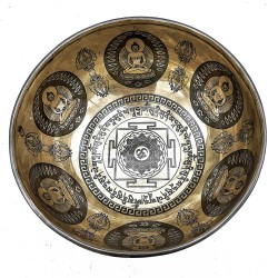 Cuenco Tibetano Curativo Grabado - 21cm - Om & Buda