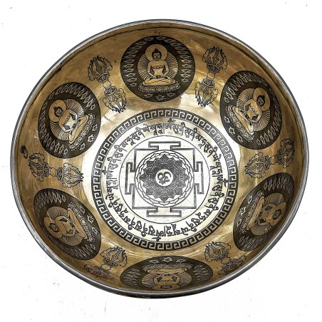 Cuenco Tibetano Curativo Grabado - 21cm - Om & Buda