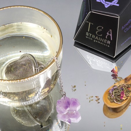 Colador de té de piedras preciosas - Racimo de amatista - Serenidad y Calma