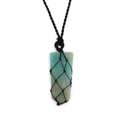 Flat tip pendant with interlocking gemstones -...