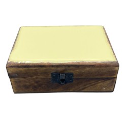 Medium Glazed Ceramic Wooden Box - 15x10x6cm -...