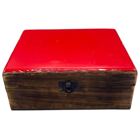 Large Glazed Ceramic Box - 20x15x7.5cm - Red