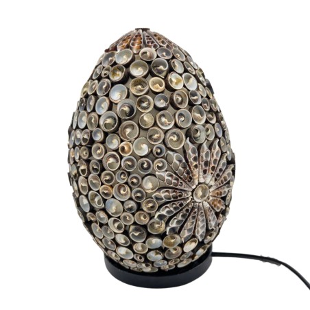 Candeeiro Boho - Concha do Mar - Oval - 20cm - Cor Chocolate