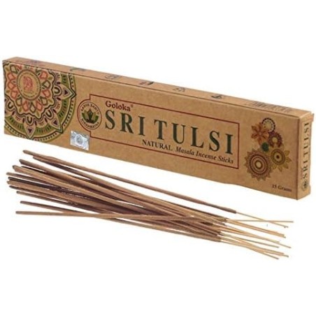 GOLOKA Incienso Orgánico Sri Tulsi - Natural Masala Incense - 1 cajetilla de 15gr