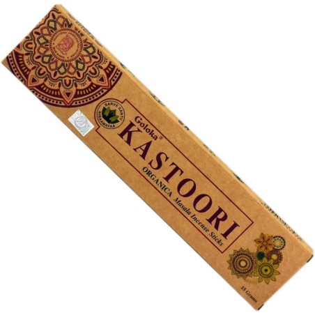 GOLOKA Incienso Orgánico Kastoori - Natural Masala Incense - 1 cajetilla de 15gr